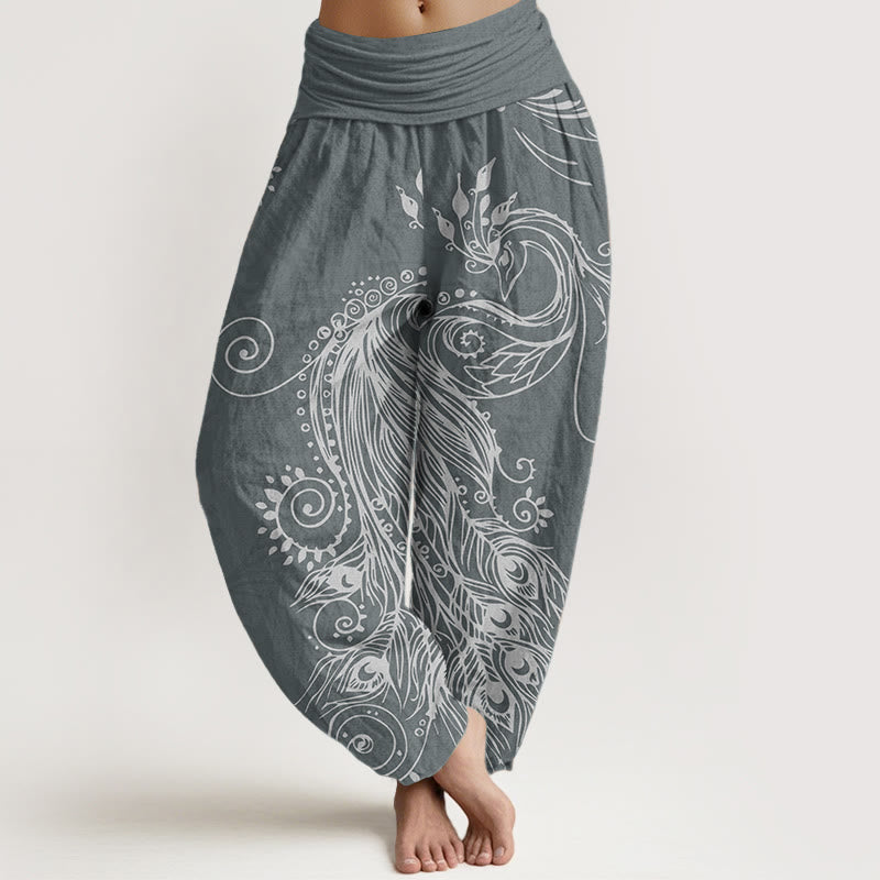 Pure Cotton Pleated Waist Peacock Meditation Harem Pants