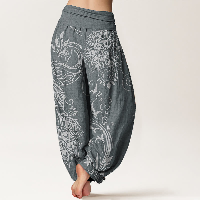 Pure Cotton Pleated Waist Peacock Meditation Harem Pants