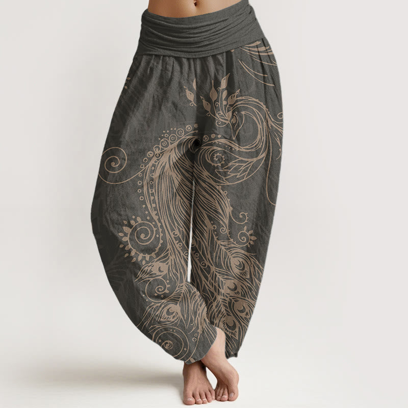 Pure Cotton Pleated Waist Peacock Meditation Harem Pants