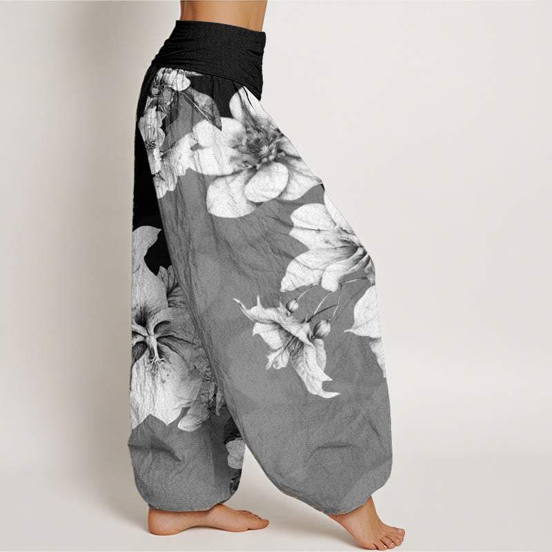 Cotton Camellia Printed Flowing Meditation Harem Pants
