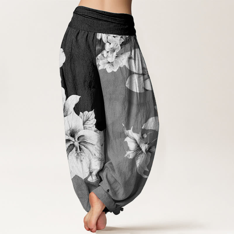 Cotton Camellia Printed Flowing Meditation Harem Pants