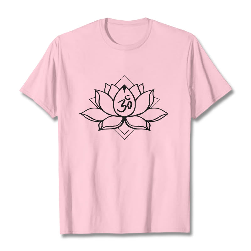 Soft Cotton Lotus Om Mindful Practice T-Shirt