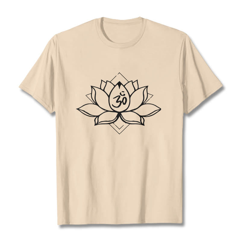 Soft Cotton Lotus Om Mindful Practice T-Shirt