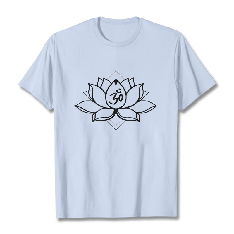 Soft Cotton Lotus Om Mindful Practice T-Shirt