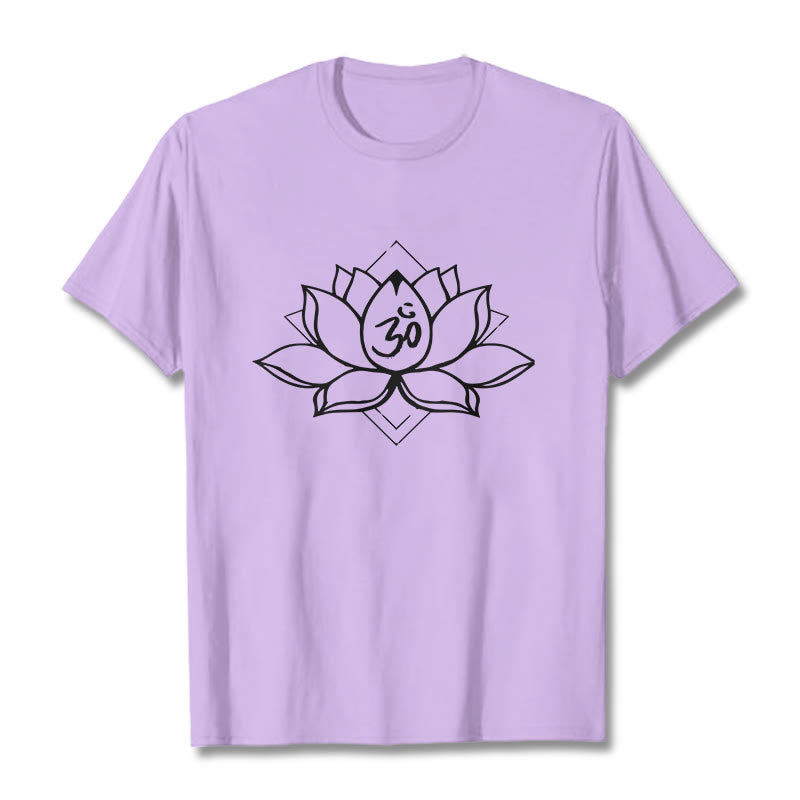 Soft Cotton Lotus Om Mindful Practice T-Shirt