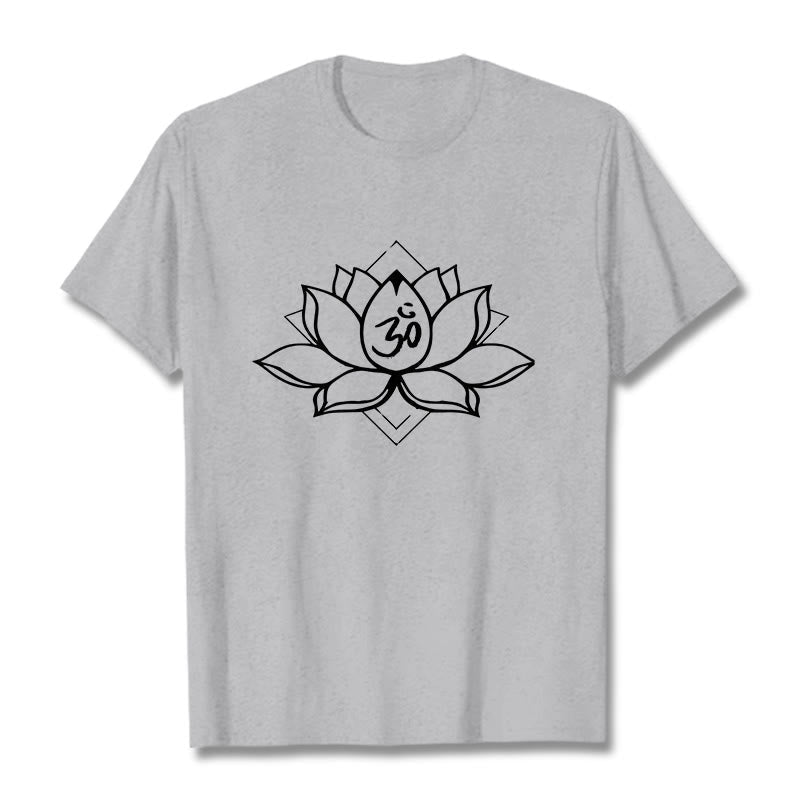 Soft Cotton Lotus Om Mindful Practice T-Shirt