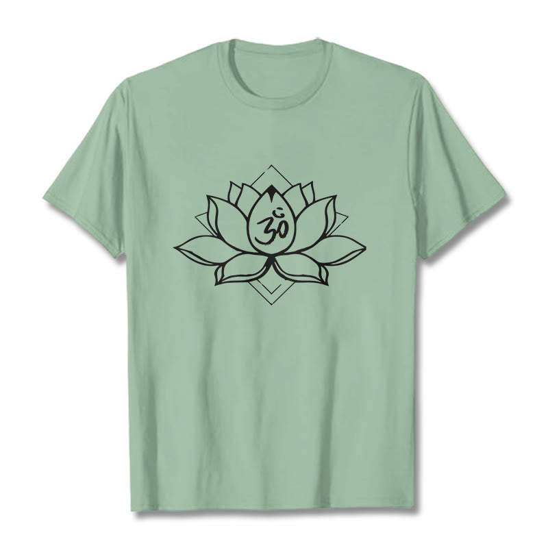 Soft Cotton Lotus Om Mindful Practice T-Shirt