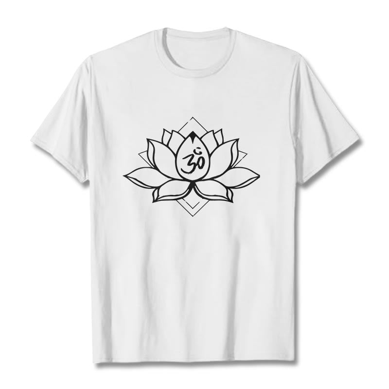 Soft Cotton Lotus Om Mindful Practice T-Shirt