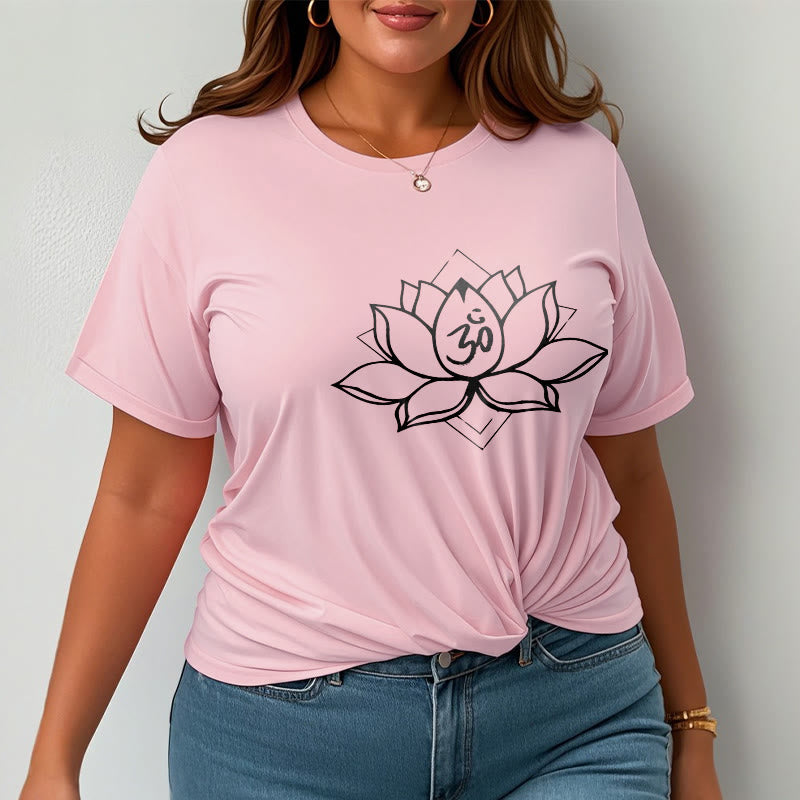 Soft Cotton Lotus Om Mindful Practice T-Shirt