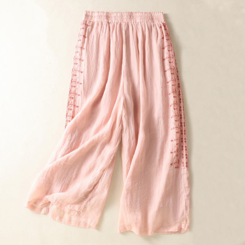 Cotton Linen High-Waist Wide-Leg Meditation Pants