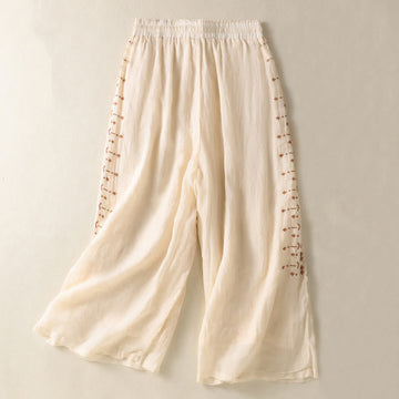 Cotton Linen High-Waist Wide-Leg Meditation Pants