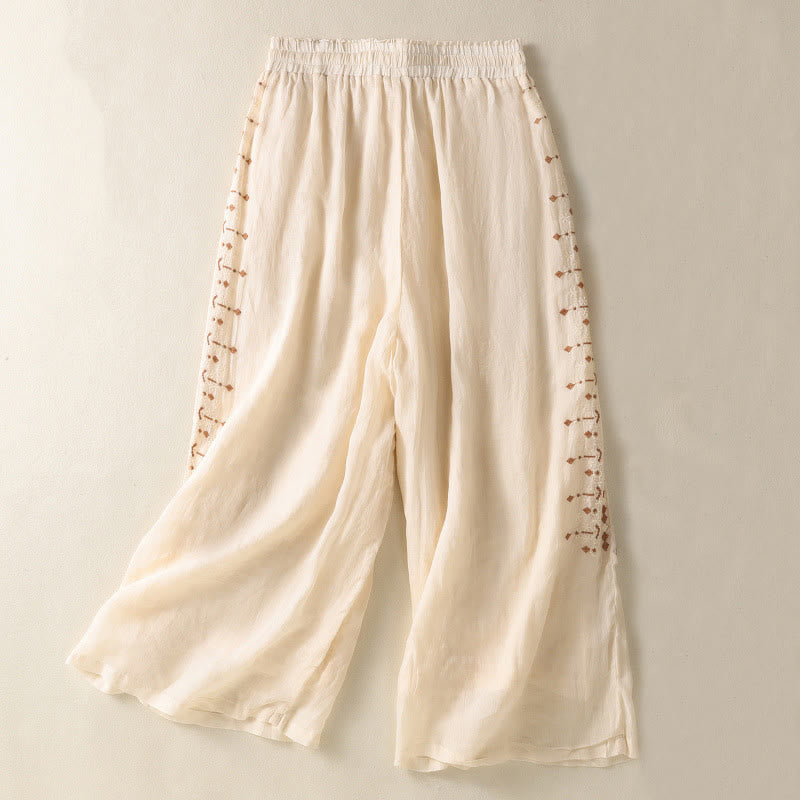 Cotton Linen High-Waist Wide-Leg Meditation Pants