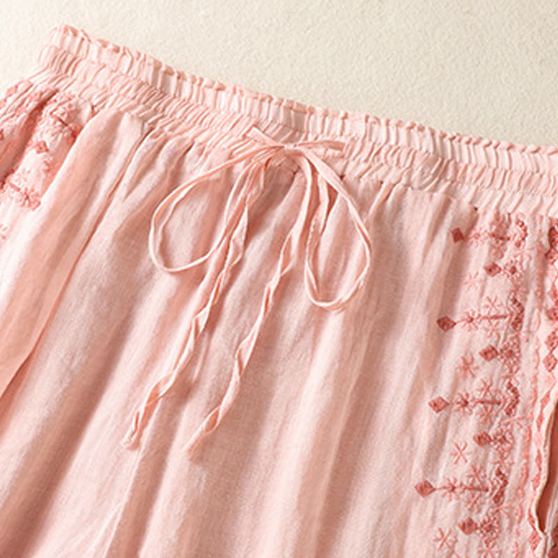 Cotton Linen High-Waist Wide-Leg Meditation Pants