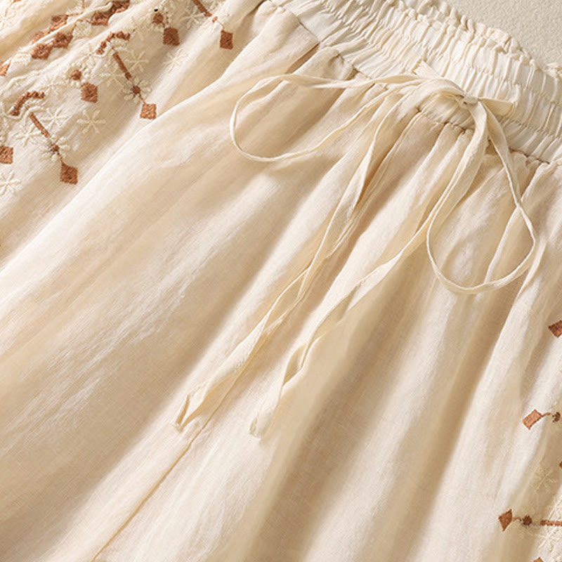Cotton Linen High-Waist Wide-Leg Meditation Pants