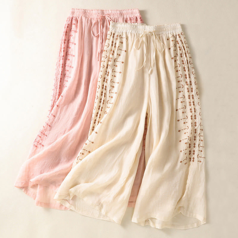 Cotton Linen High-Waist Wide-Leg Meditation Pants