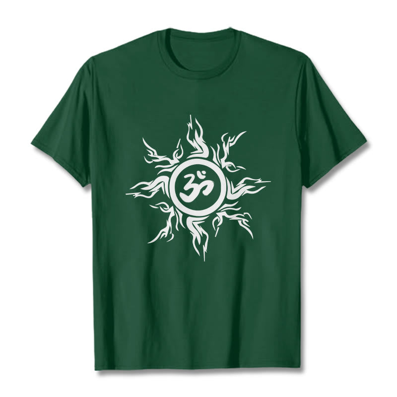 Soft Cotton Om Sunburst Meditation T-Shirt