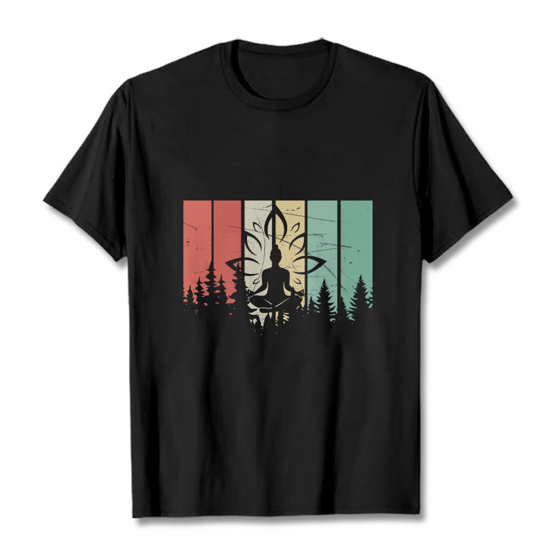 Tactile Cotton Unisex Lotus Silhouette Meditation Tee