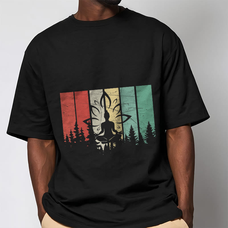 Tactile Cotton Unisex Lotus Silhouette Meditation Tee