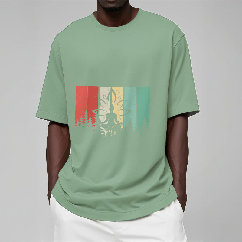 Tactile Cotton Unisex Lotus Silhouette Meditation Tee