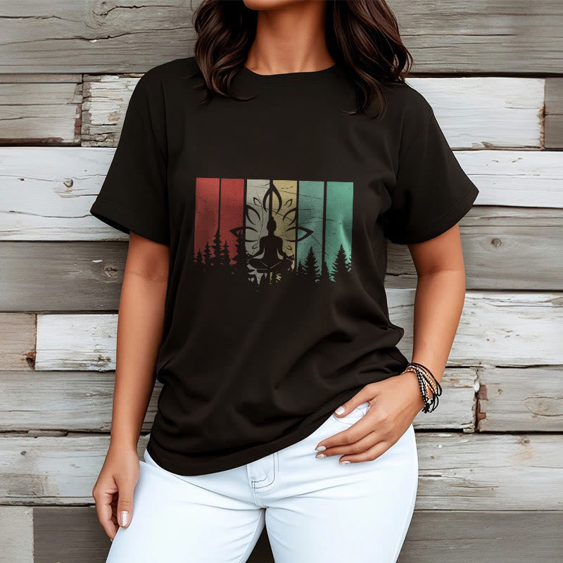 Tactile Cotton Unisex Lotus Silhouette Meditation Tee