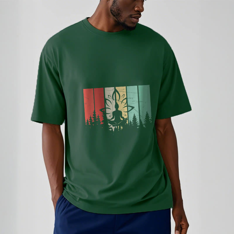 Tactile Cotton Unisex Lotus Silhouette Meditation Tee