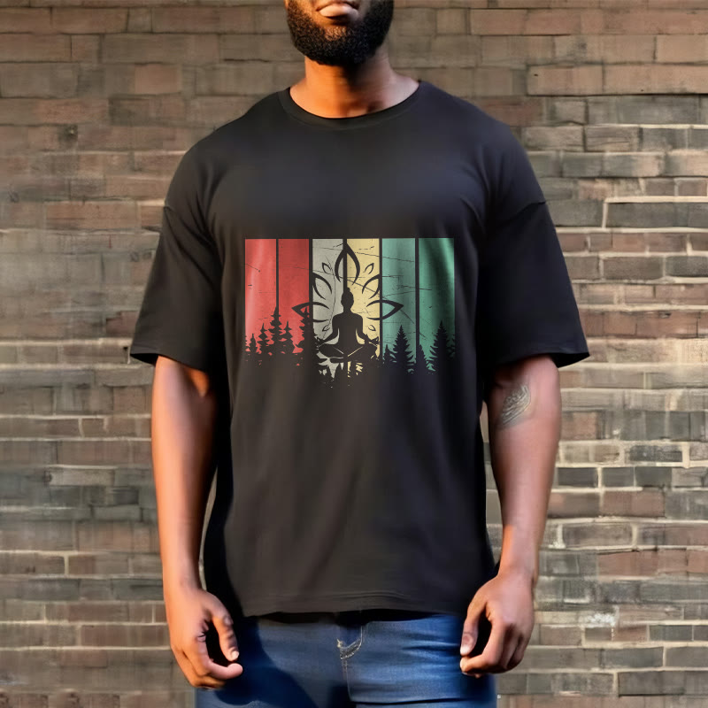 Tactile Cotton Unisex Lotus Silhouette Meditation Tee
