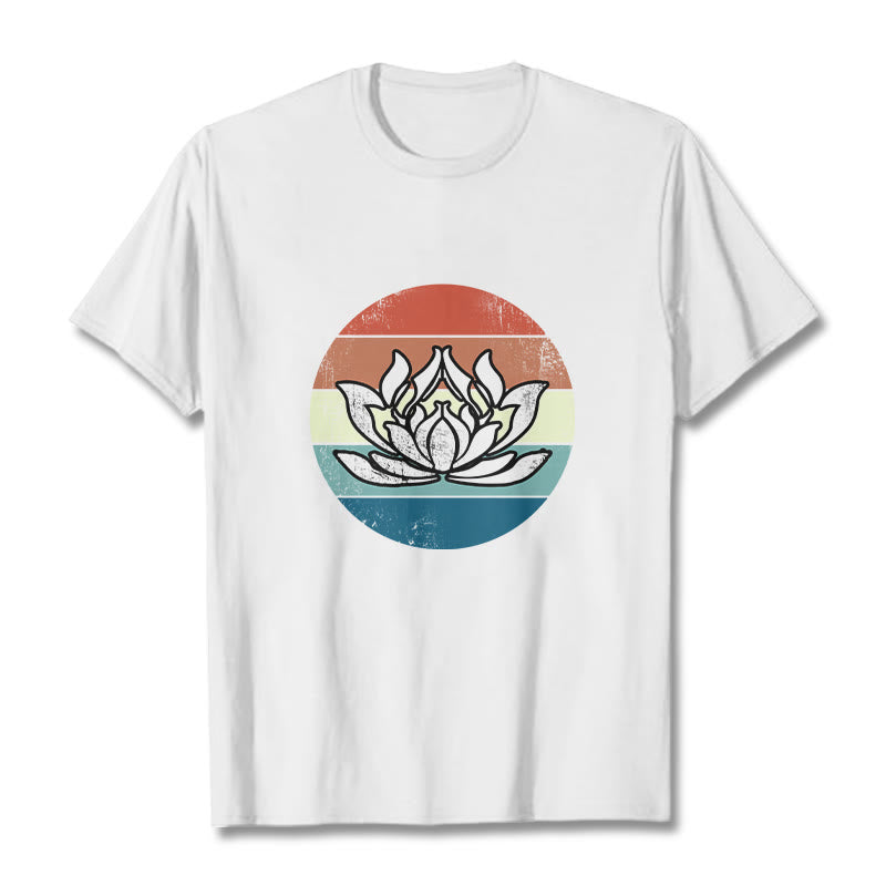 Tactile Cotton Lotus Emblem Mindful Meditation Tee