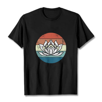 Tactile Cotton Lotus Emblem Mindful Meditation Tee