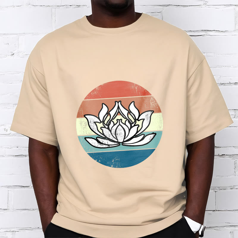 Tactile Cotton Lotus Emblem Mindful Meditation Tee