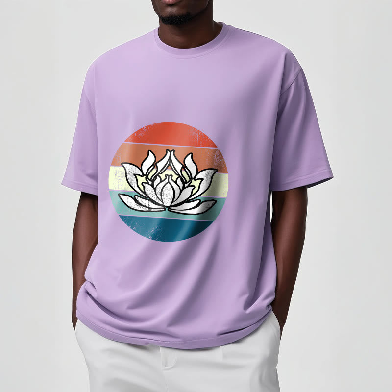 Tactile Cotton Lotus Emblem Mindful Meditation Tee