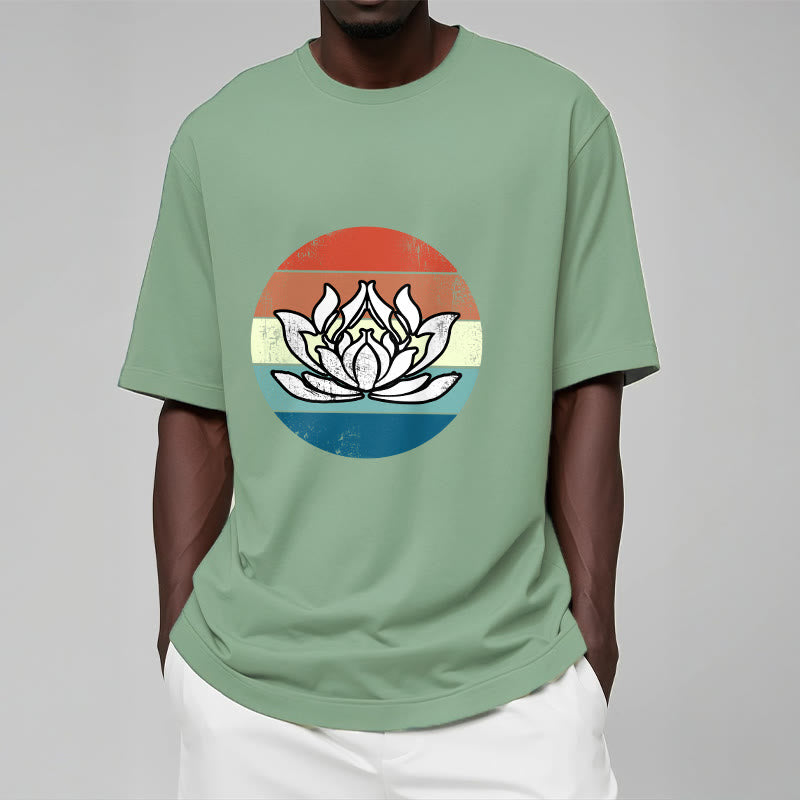 Tactile Cotton Lotus Emblem Mindful Meditation Tee