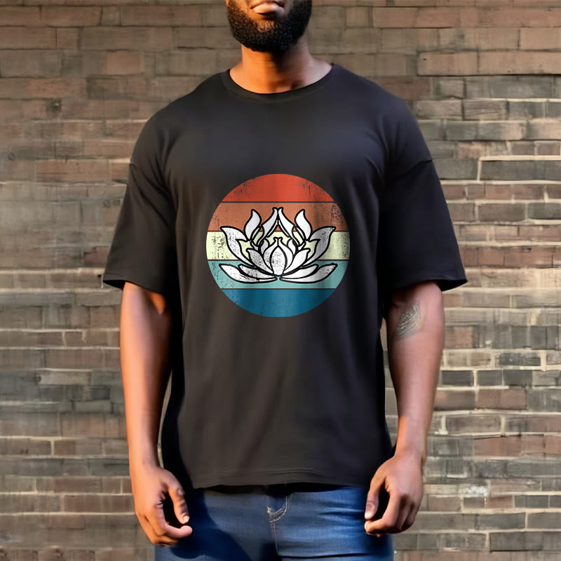Tactile Cotton Lotus Emblem Mindful Meditation Tee