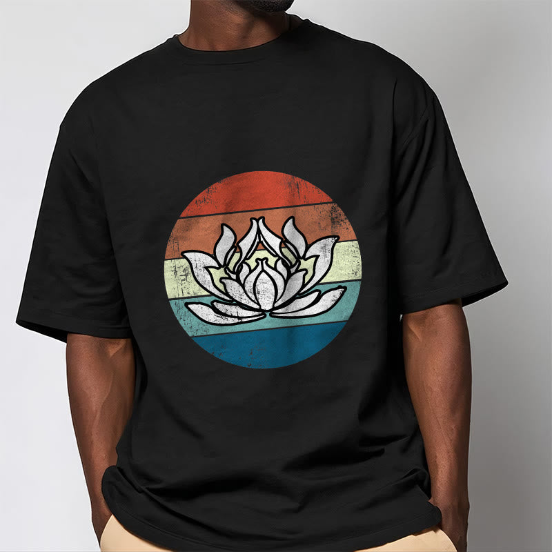 Tactile Cotton Lotus Emblem Mindful Meditation Tee