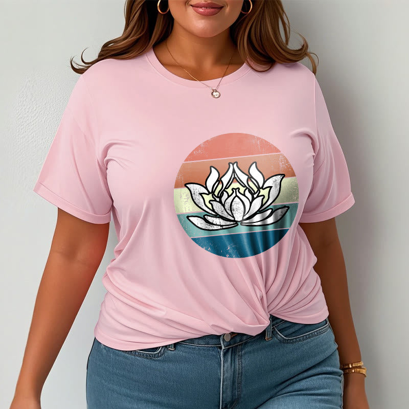 Tactile Cotton Lotus Emblem Mindful Meditation Tee