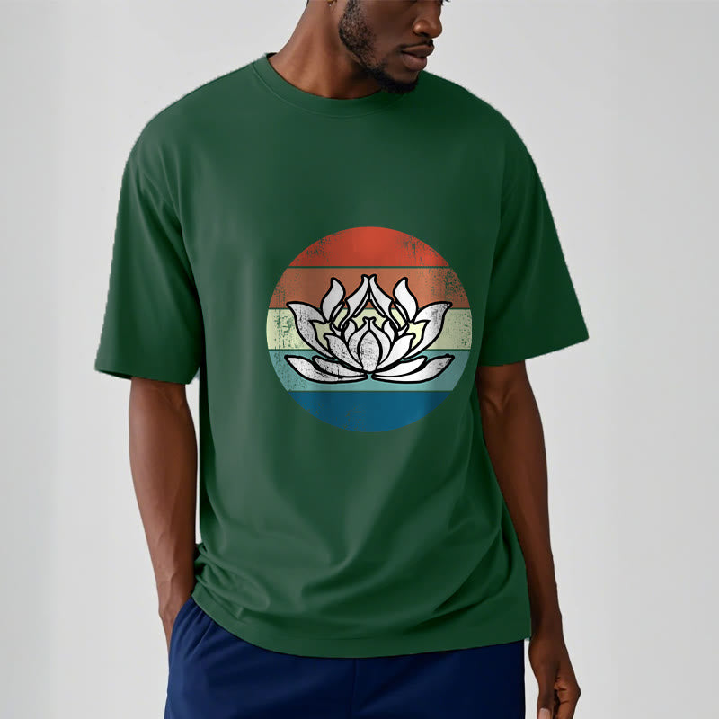 Tactile Cotton Lotus Emblem Mindful Meditation Tee
