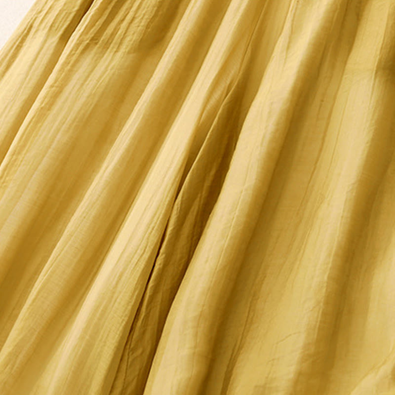 Spring Vintage Casual Solid Color Lace Patchwork Cuff Women's Cotton Linen Wide Leg Pants With Pockets