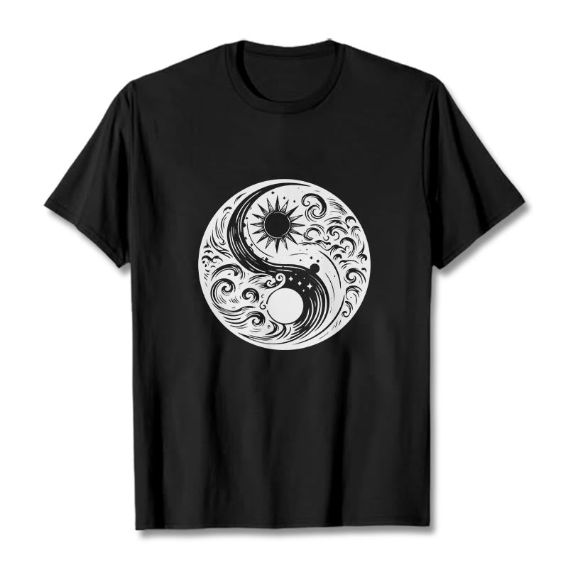 Soft Cotton Celestial Yin Yang Balance Crewneck Tee
