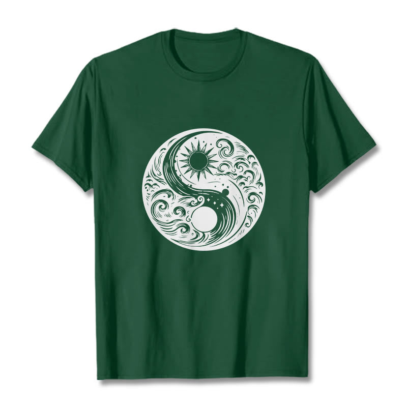 Soft Cotton Celestial Yin Yang Balance Crewneck Tee