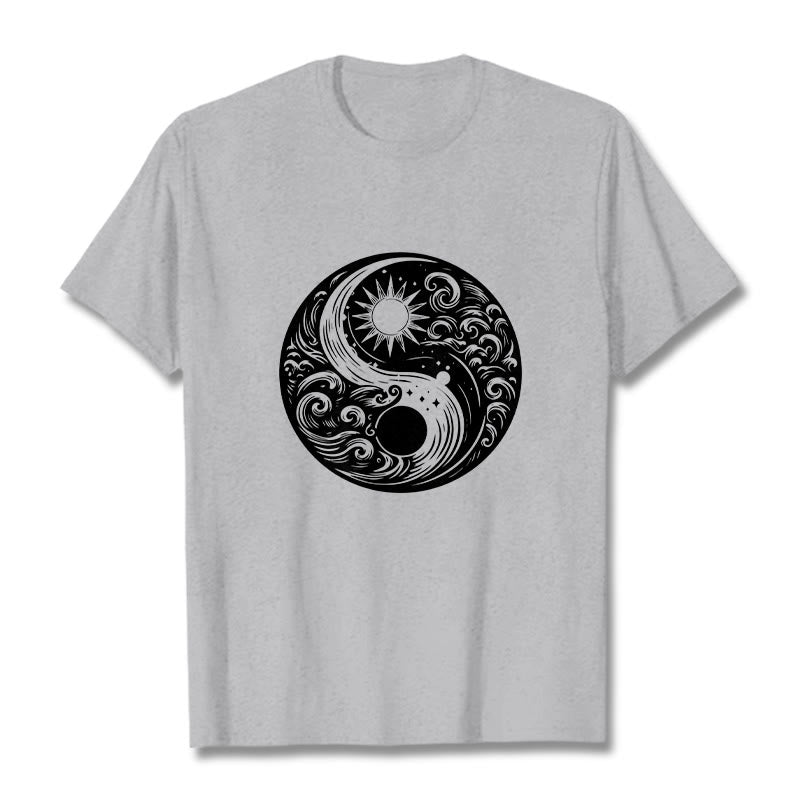 Soft Cotton Celestial Yin Yang Balance Crewneck Tee
