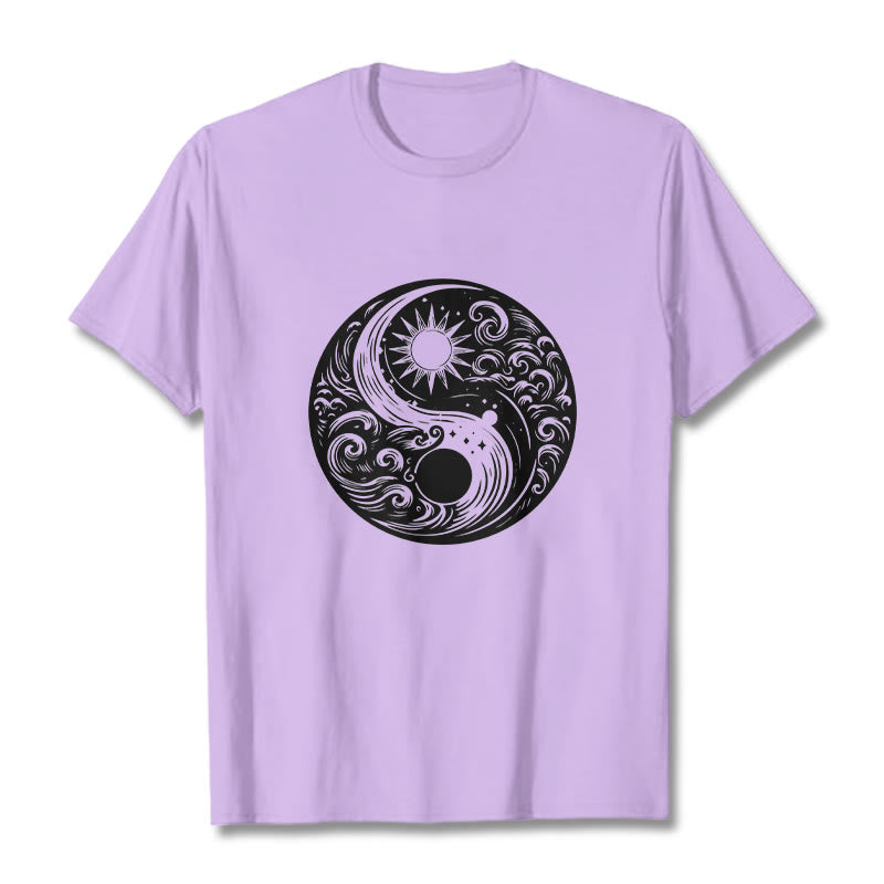 Soft Cotton Celestial Yin Yang Balance Crewneck Tee