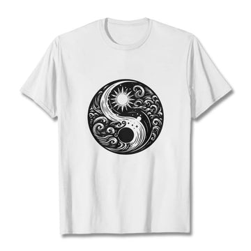 Soft Cotton Celestial Yin Yang Balance Crewneck Tee