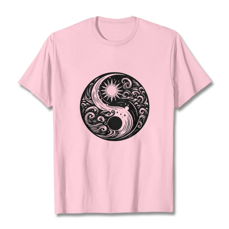 Soft Cotton Celestial Yin Yang Balance Crewneck Tee