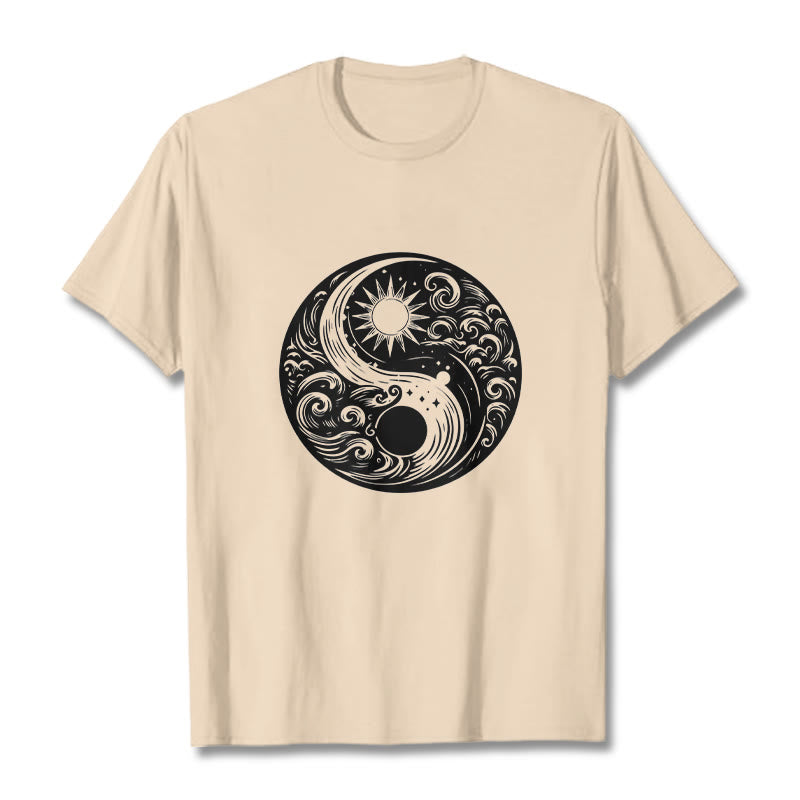 Soft Cotton Celestial Yin Yang Balance Crewneck Tee