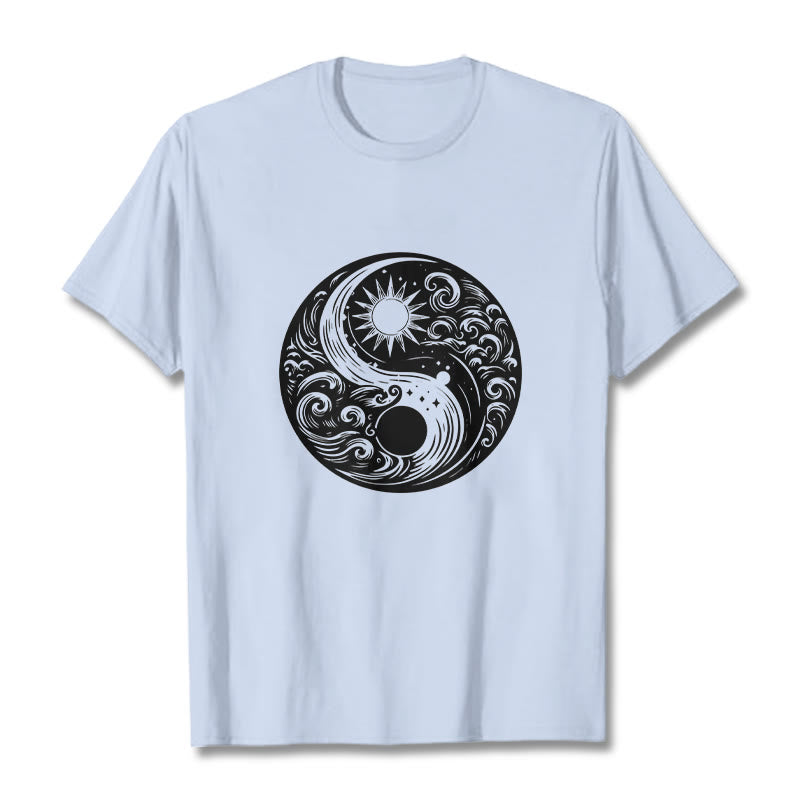 Soft Cotton Celestial Yin Yang Balance Crewneck Tee