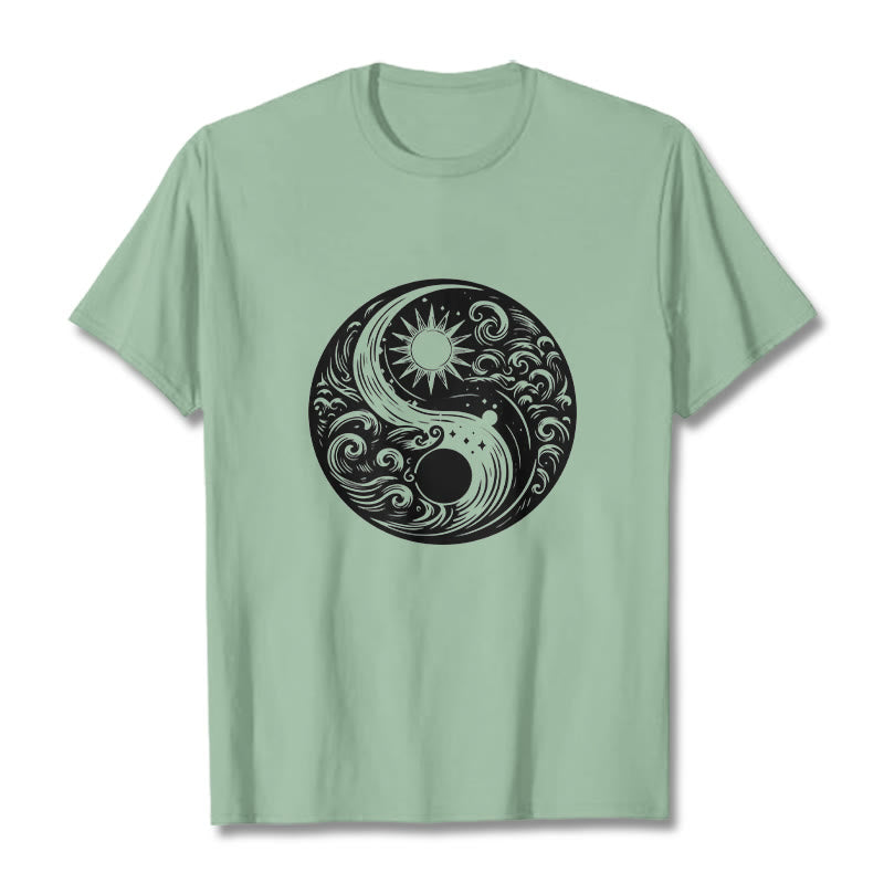 Soft Cotton Celestial Yin Yang Balance Crewneck Tee