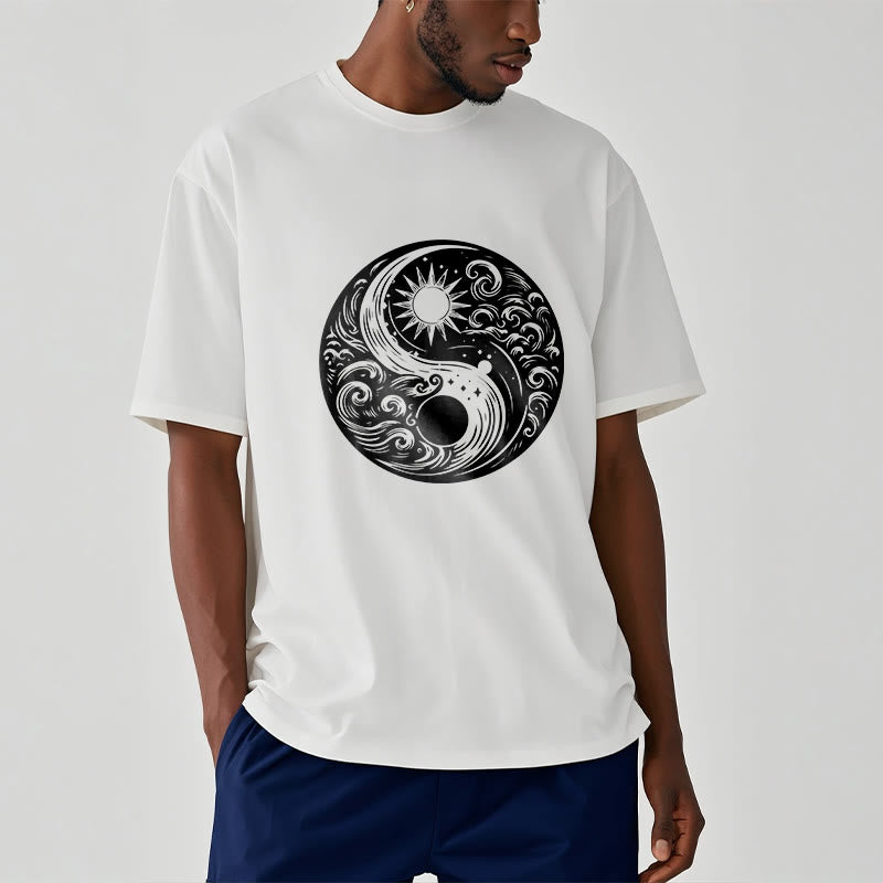 Soft Cotton Celestial Yin Yang Balance Crewneck Tee