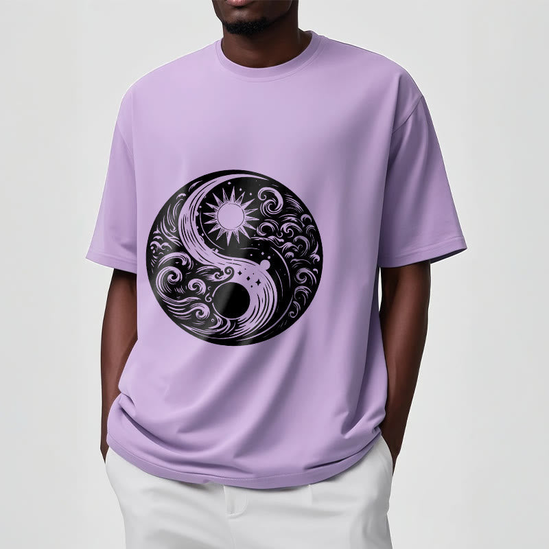 Soft Cotton Celestial Yin Yang Balance Crewneck Tee