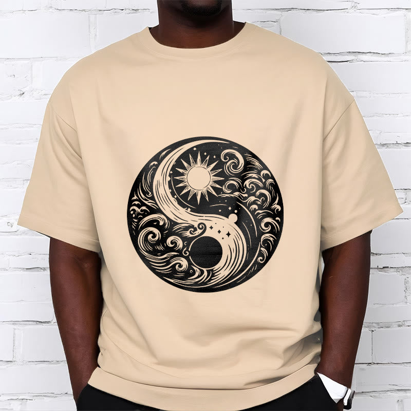 Soft Cotton Celestial Yin Yang Balance Crewneck Tee
