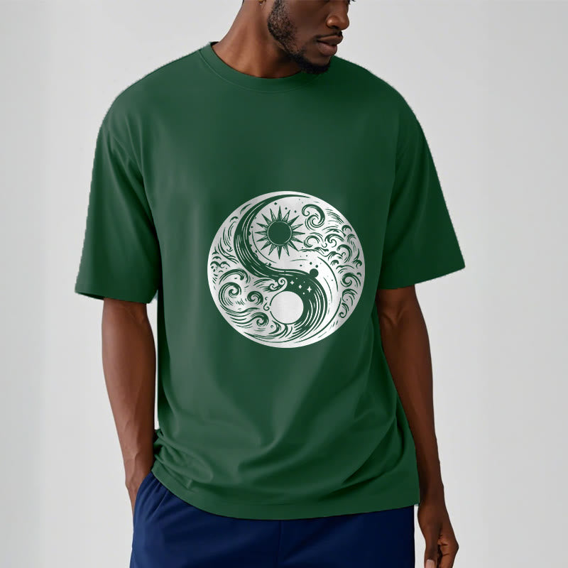 Soft Cotton Celestial Yin Yang Balance Crewneck Tee