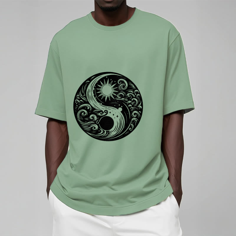 Soft Cotton Celestial Yin Yang Balance Crewneck Tee